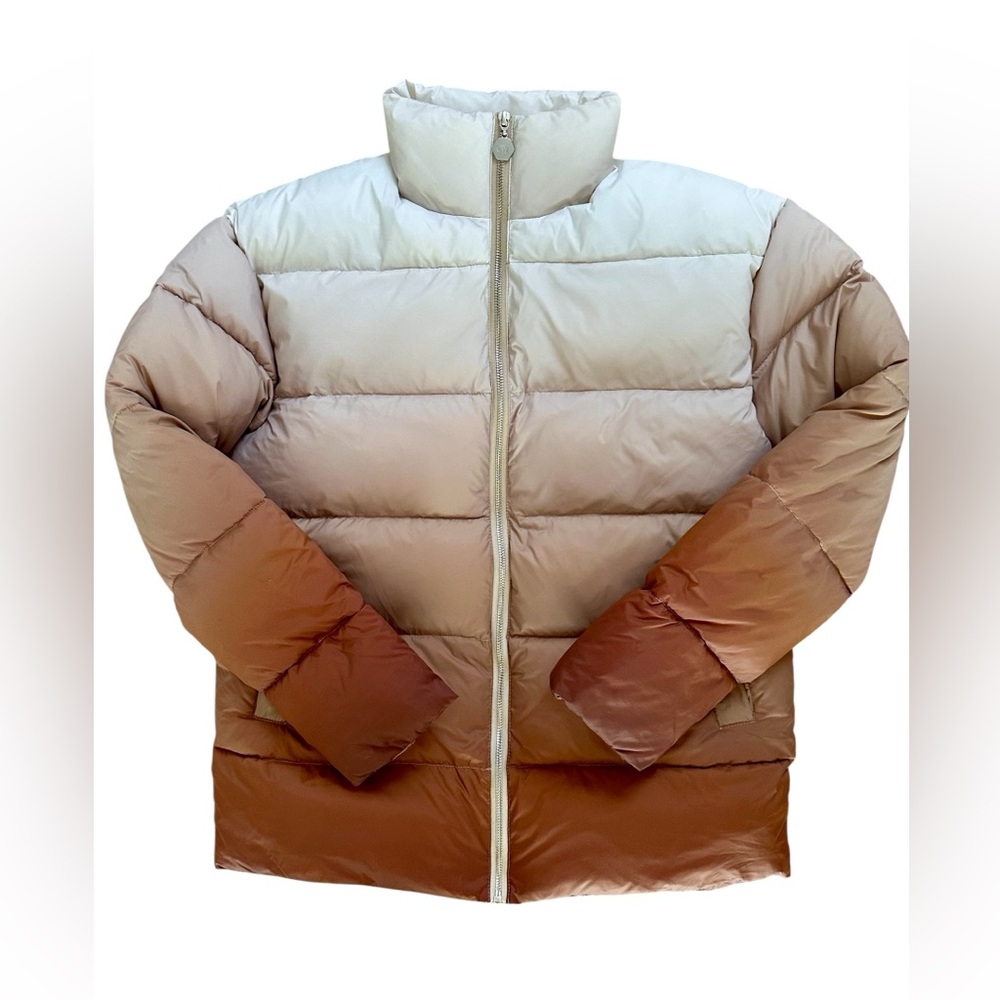 NEW OW Collection Cream Brown Ombré Oversized Puffer Jacket Size Small